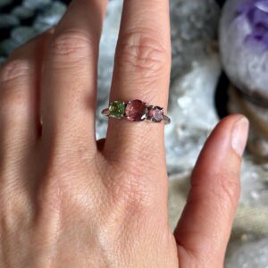 Watermelon Tourmaline .925 Sterling Silver Ring, Size 10