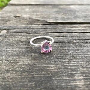 Watermelon Tourmaline Crystal Slice Silver and Gold Ring, One-of-a-Kind Jewelry from TurkuazNaturalStones Watermelon Tourmaline Crystal Slice Silver and Gold Ring, One-of-a-Kind Jewelry from TurkuazNaturalStones