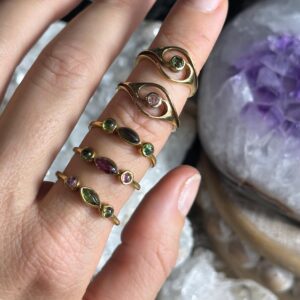 Watermelon Tourmaline Ring, Gold Plated .925 Sterling Silver Ring, Green Pink Blue Watermelon Tourmaline Ring, Gold Plated .925 Sterling Silver Ring, Green Pink Blue