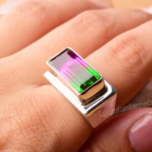 Watermelon Tourmaline Quartz Ring 925 Sterling Silver • Handmade Artisan Ring • Designer Silver Jewelry • Unique Gift for Her