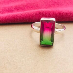 Watermelon Tourmaline Quartz Ring 925 Silver • Designer Artisan Ring • Handmade Sterling Silver Jewelry • Gift for Her