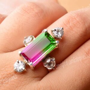 Watermelon Tourmaline Quartz Ring 925 Silver, Designer Artisan Ring, Bi-Color Gemstone Jewelry, Handmade Statement Ring, Gift for Her Watermelon Tourmaline Quartz Ring 925 Silver, Designer Artisan Ring, Bi-Color Gemstone Jewelry, Handmade Statement Ring, Gift for Her