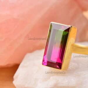 Watermelon Tourmaline Quartz Ring 925 Silver, Designer Artisan Ring, Handmade Gemstone Jewelry, Statement Silver Ring, Gift for Her Watermelon Tourmaline Quartz Ring 925 Silver, Designer Artisan Ring, Handmade Gemstone Jewelry, Statement Silver Ring, Gift for Her