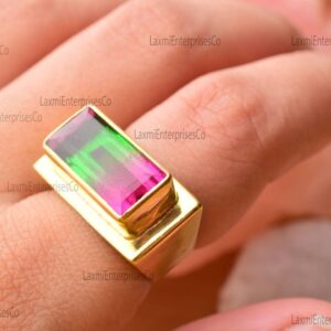Watermelon Tourmaline Quartz Ring – Designer 925 Sterling Silver Artisan Handmade Gift for Her Watermelon Tourmaline Quartz Ring – Designer 925 Sterling Silver Artisan Handmade Gift for Her