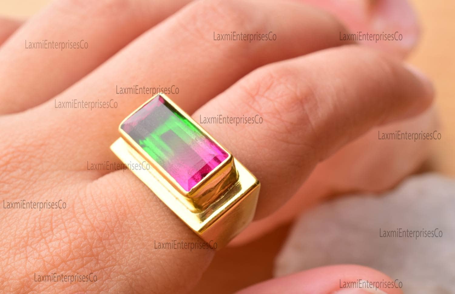 Watermelon Tourmaline Quartz Ring – Designer 925 Sterling Silver Artisan Handmade Gift For Her Watermelon Tourmaline Quartz Ring – Designer 925 Sterling Silver Artisan Handmade Gift For Her