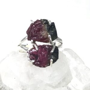 Rough Watermelon Tourmaline Ring  7 1/2