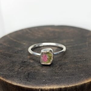 Rough Watermelon Tourmaline Ring US 6.5 - Sterling Silver - Pink Stone Jewelry - October Birthstone - Genuine Tourmaline Jewelry Rough Watermelon Tourmaline Ring US 6.5 - Sterling Silver - Pink Stone Jewelry - October Birthstone - Genuine Tourmaline Jewelry