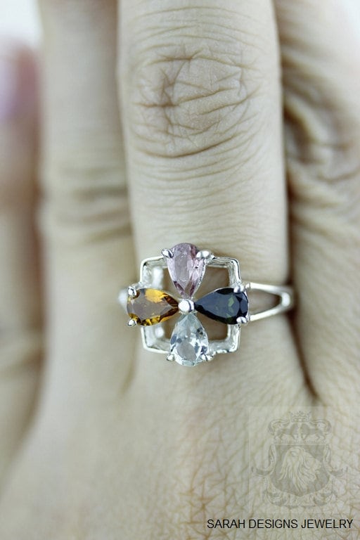 Size 6 Pariba Watermelon Tourmaline Liddicoatite Fine 925 Sterling Silver Ring