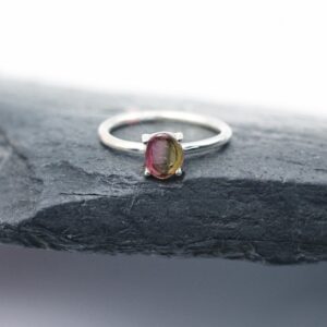Watermelon Summer - Genuine Watermelon Tourmaline Slice Sterling Silver Ring - Size 6.5 Watermelon Summer - Genuine Watermelon Tourmaline Slice Sterling Silver Ring - Size 6.5