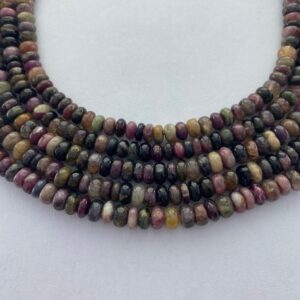 6mm Rondelle mixed Tourmaline gemstone beads. 15” strands of rondelle beads, approx. 120 per strand.  Watermelon Tourmaline.