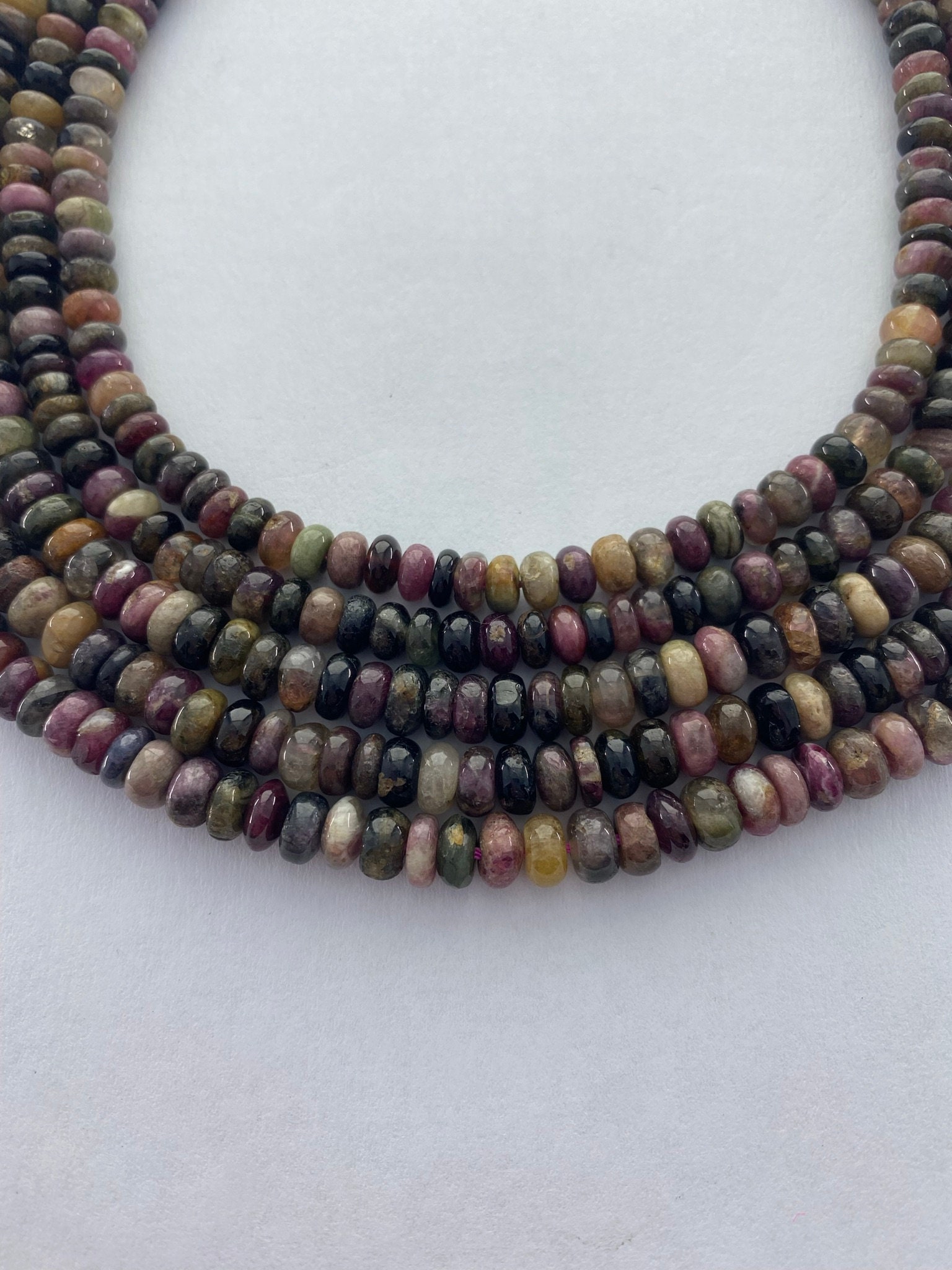 6mm Rondelle Mixed Tourmaline Gemstone Beads. 15” Strands Of Rondelle Beads, Approx. 120 Per Strand. Watermelon Tourmaline.