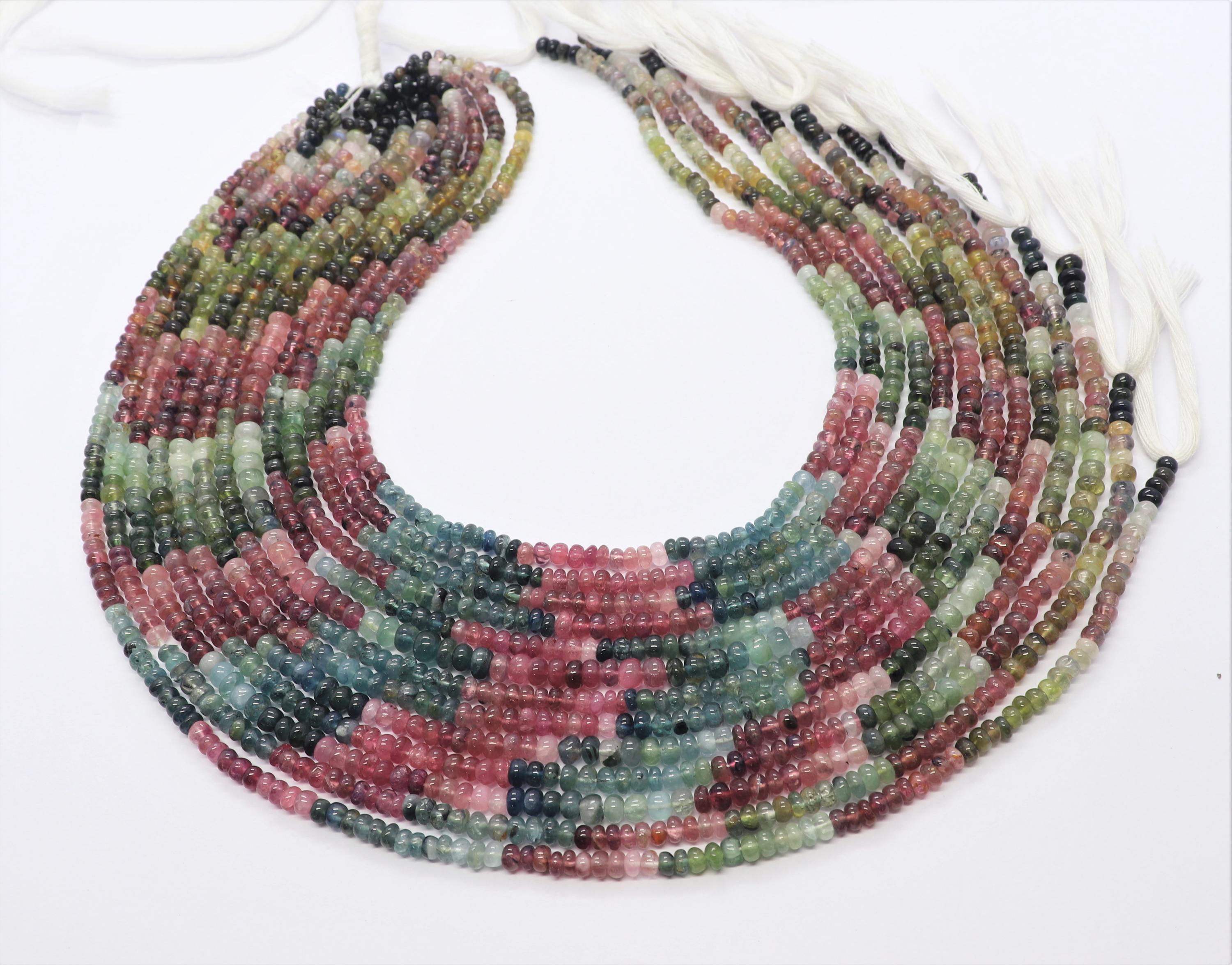 Aaa Multi Tourmaline Smooth Beads, Natural Tourmaline Plain Beads, Tourmaline Rondelle Beads, 14" Watermelon Tourmaline Gemstone Beads