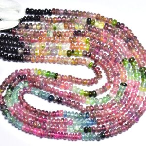 Watermelon Tourmaline Rondelle Beads - 13 Inches - Natural Smooth Multi Tourmaline Rondelle - Size Is 4.5 Mm #319