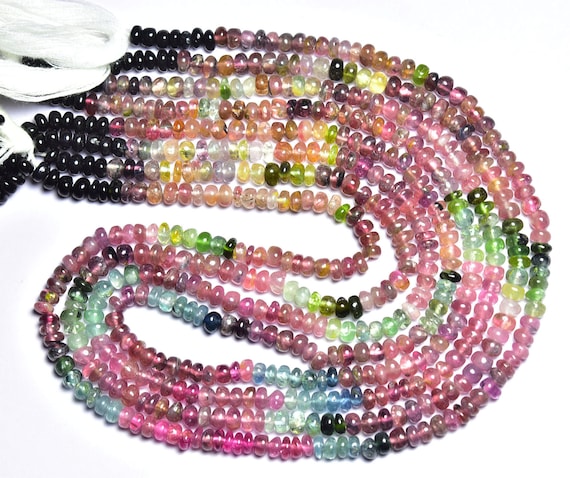 Watermelon Tourmaline Rondelle Beads - 13 Inches - Natural Smooth Multi Tourmaline Rondelle - Size Is 4.5 Mm #319 Watermelon Tourmaline Rondelle Beads - 13 Inches - Natural Smooth Multi Tourmaline Rondelle - Size Is 4.5 Mm #319