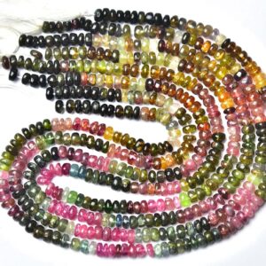 Beautiful Watermelon Tourmaline Rondelle Beads - 13 Inches - Natural Smooth Multi Tourmaline Rondelles - Size Is 5mm #939 Beautiful Watermelon Tourmaline Rondelle Beads - 13 Inches - Natural Smooth Multi Tourmaline Rondelles - Size Is 5mm #939