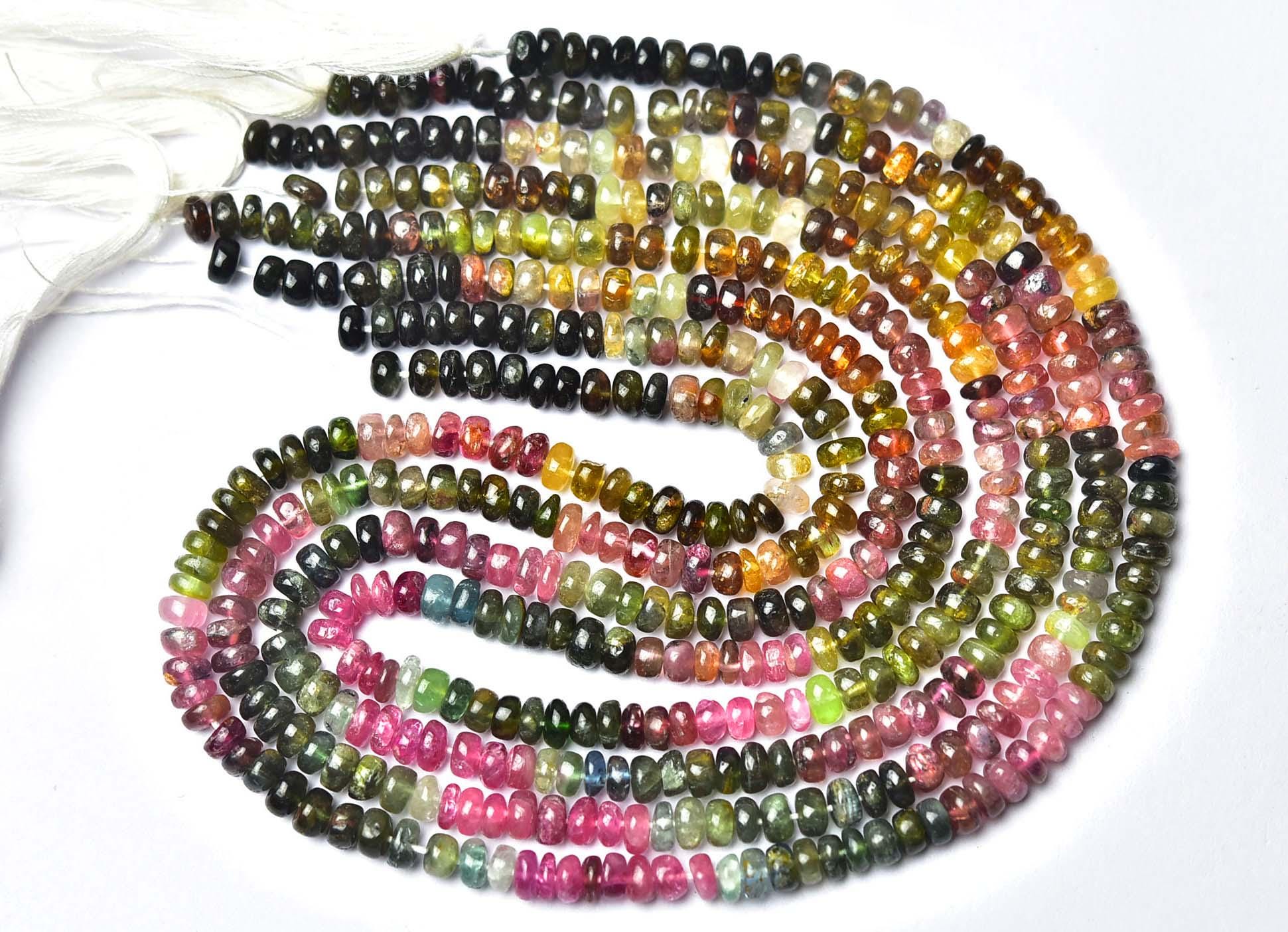 Beautiful Watermelon Tourmaline Rondelle Beads - 13 Inches - Natural Smooth Multi Tourmaline Rondelles - Size Is 5mm #939 Beautiful Watermelon Tourmaline Rondelle Beads - 13 Inches - Natural Smooth Multi Tourmaline Rondelles - Size Is 5mm #939