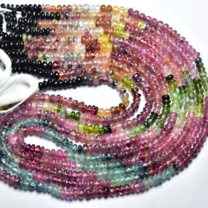 Beautiful Watermelon Tourmaline Rondelle Beads - 13 inches - Natural Smooth Multi Tourmaline Rondelle - Size is 4.5 mm #1015 Beautiful Watermelon Tourmaline Rondelle Beads - 13 inches - Natural Smooth Multi Tourmaline Rondelle - Size is 4.5 mm #1015