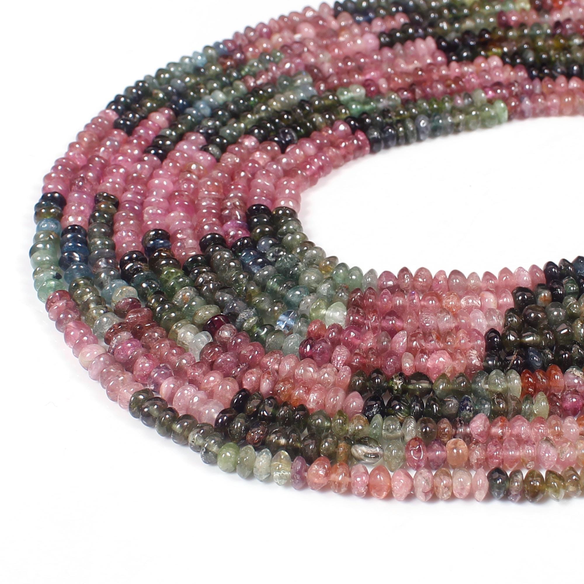 Multi Tourmaline Smooth Rondelle Beads Watermelon Tourmaline Beads 7-8 Mm  Multi Tourmaline Rondelle Beads Wholesale Beads