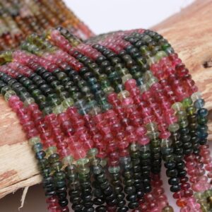 Multi Tourmaline Smooth Rondelle Beads, 4-4.5 mm Tourmaline Beads, Tourmaline Plain Beads, Tourmaline Rondelle Beads, Watermelon Tourmaline