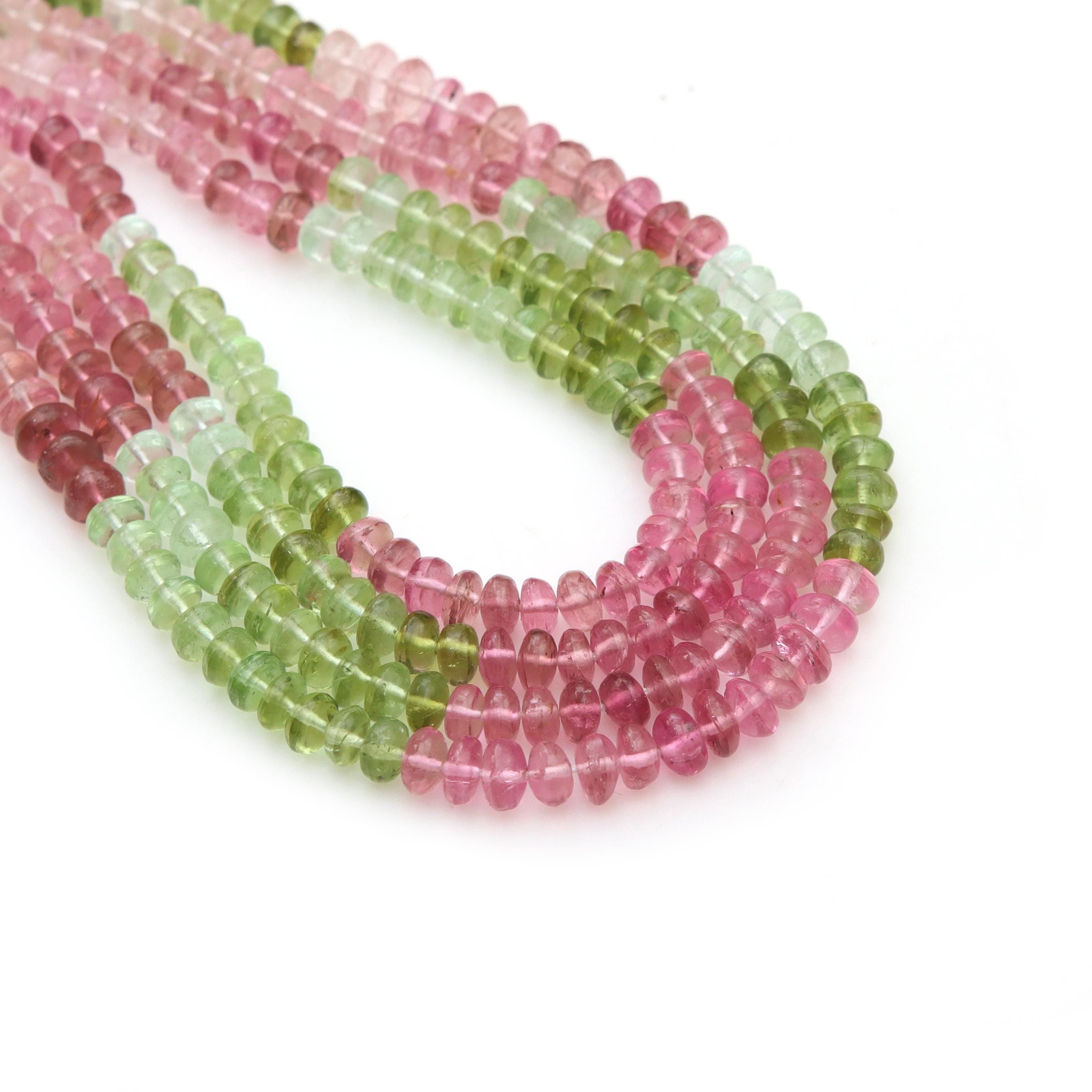 Multi Tourmaline Smooth Rondelle Beads, 4.5 Mm Pink Green Watermelon Tourmaline Gemstone, Natural Semi Precious Jewelry Making, 14 Inches Multi Tourmaline Smooth Rondelle Beads, 4.5 Mm Pink Green Watermelon Tourmaline Gemstone, Natural Semi Precious Jewelry Making, 14 Inches