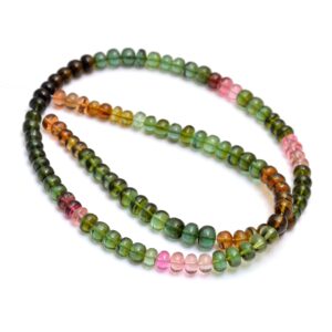 RARE FIND AAA+ Multi Tourmaline 5mm Smooth Rondelle Beads | 16inch Strand | Watermelon Tourmaline Precious Gemstone Loose Beads for Jewelry