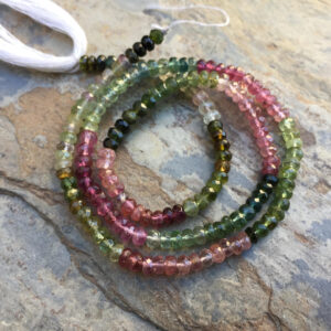 Watermelon Tourmaline Rondelles, 3,5mm, 14 inch strand.