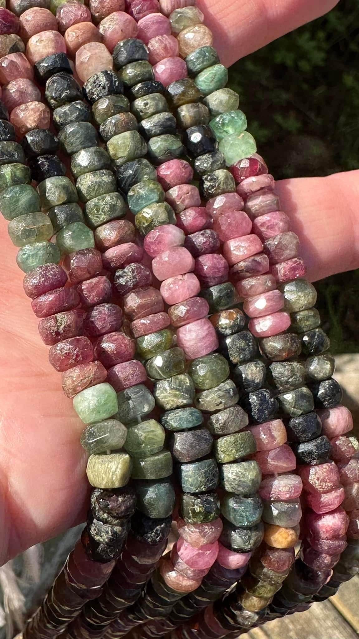 Rustic Watermelon Tourmaline 5mm Approx Handcut Uneven / Rondelle Beads / Natural Ombré Shaded Gemstone Beads Rustic Watermelon Tourmaline 5mm Approx Handcut Uneven / Rondelle Beads / Natural Ombré Shaded Gemstone Beads