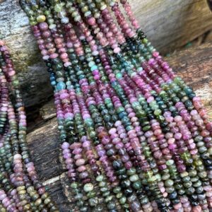 Rustic Watermelon Tourmaline Disc Rondelles 4-5mm Approx Handcut Uneven / Rondelle Beads  Watermelon Tourmaline 13 inch strand