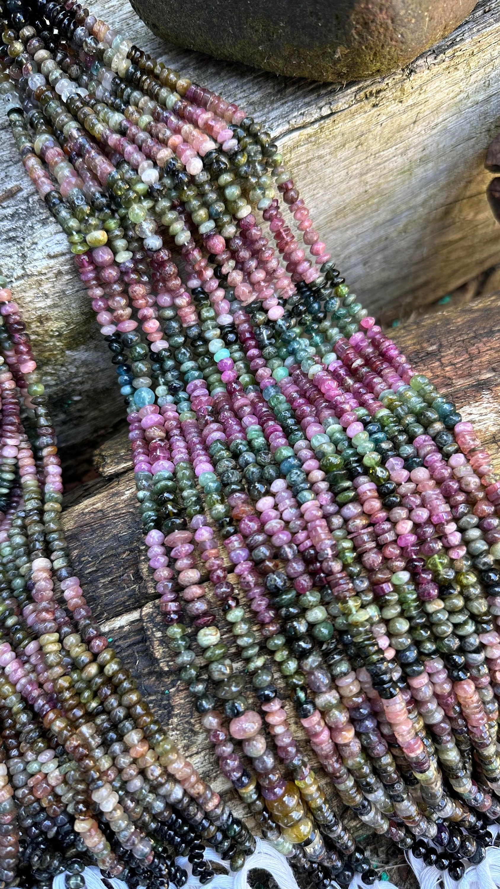 Rustic Watermelon Tourmaline Disc Rondelles 4-5mm Approx Handcut Uneven / Rondelle Beads  Watermelon Tourmaline 13 Inch Strand