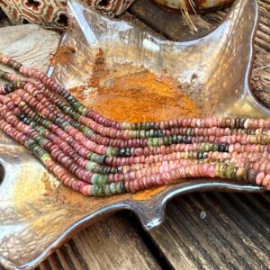 Rustic Watermelon Tourmaline Handcut Uneven Heishi Tyre Rondelle Beads / natural gemstone beads 6mm approx / .4mm hole Rustic Watermelon Tourmaline Handcut Uneven Heishi Tyre Rondelle Beads / natural gemstone beads 6mm approx / .4mm hole