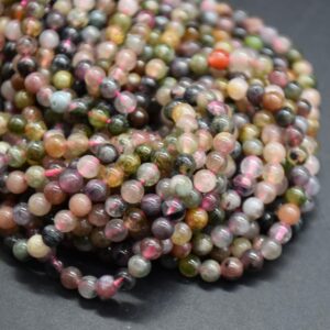 Watermelon Tourmaline Round Beads - 2.5mm, 3mm, 4mm - 15" Strand - Natural Gemstone