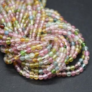 Watermelon Tourmaline Round Beads - 2mm - 2.3mm - 15" Strand, For Jewellery Making - Grade AA