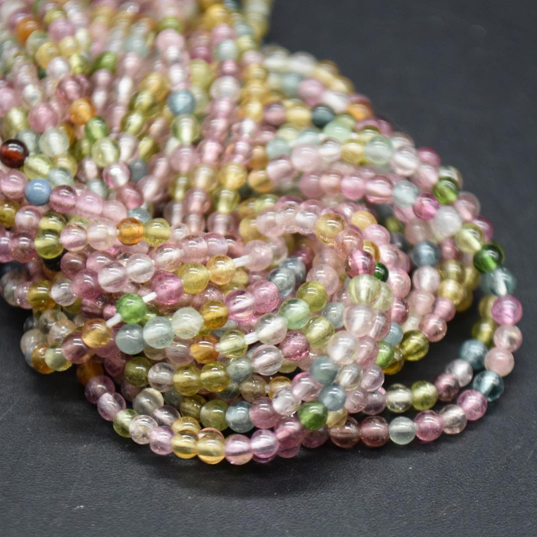 Watermelon Tourmaline Round Beads - 2mm - 2.3mm - 15" Strand, For Jewellery Making - Grade Aa