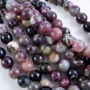 Watermelon Tourmaline Beads (round)(smooth)(5mm)(7mm)(8mm)(10mm)(16"strand)