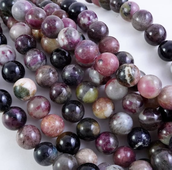 Watermelon Tourmaline Beads (round)(smooth)(5mm)(7mm)(8mm)(10mm)(16"strand)