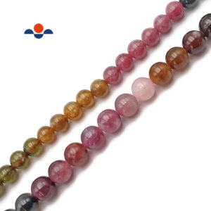 High Quality Watermelon Tourmaline Smooth Round Beads Size 7mm 8mm 15.5" Strand