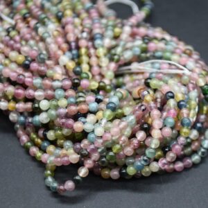 Watermelon Tourmaline (light) Round Beads - 2mm or 3mm Sizes - 15" Strand, For Jewellery Making