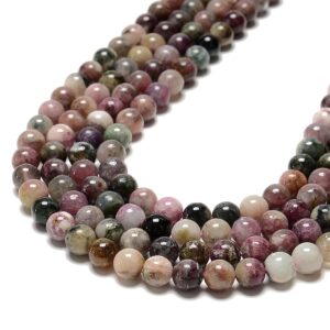 Multi-color Watermelon Tourmaline Smooth Round Beads 7mm 9mm 12mm 15.5'' Strand