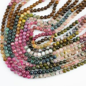 Natural Watermelon Tourmaline  High Quality in  Round, 4mm, 6mm, 8mm, 10mm AAA Quality  Smooth Gemstone Beads