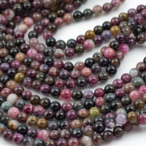 Natural Watermelon Tourmaline  High Quality in  Round, 4mm, 6mm, 8mm, 10mm AAA Quality  Smooth Gemstone Beads