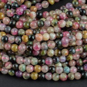 Natural Watermelon Tourmaline  High Quality in  Round 4mm AAA Quality  Smooth Gemstone Beads