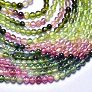 Superb Watermelon Tourmaline Round Beads - 13 Inches - Natural Beautiful Multi Tourmaline Smooth Ball Beads Strand -  Size is 3 mm #1818