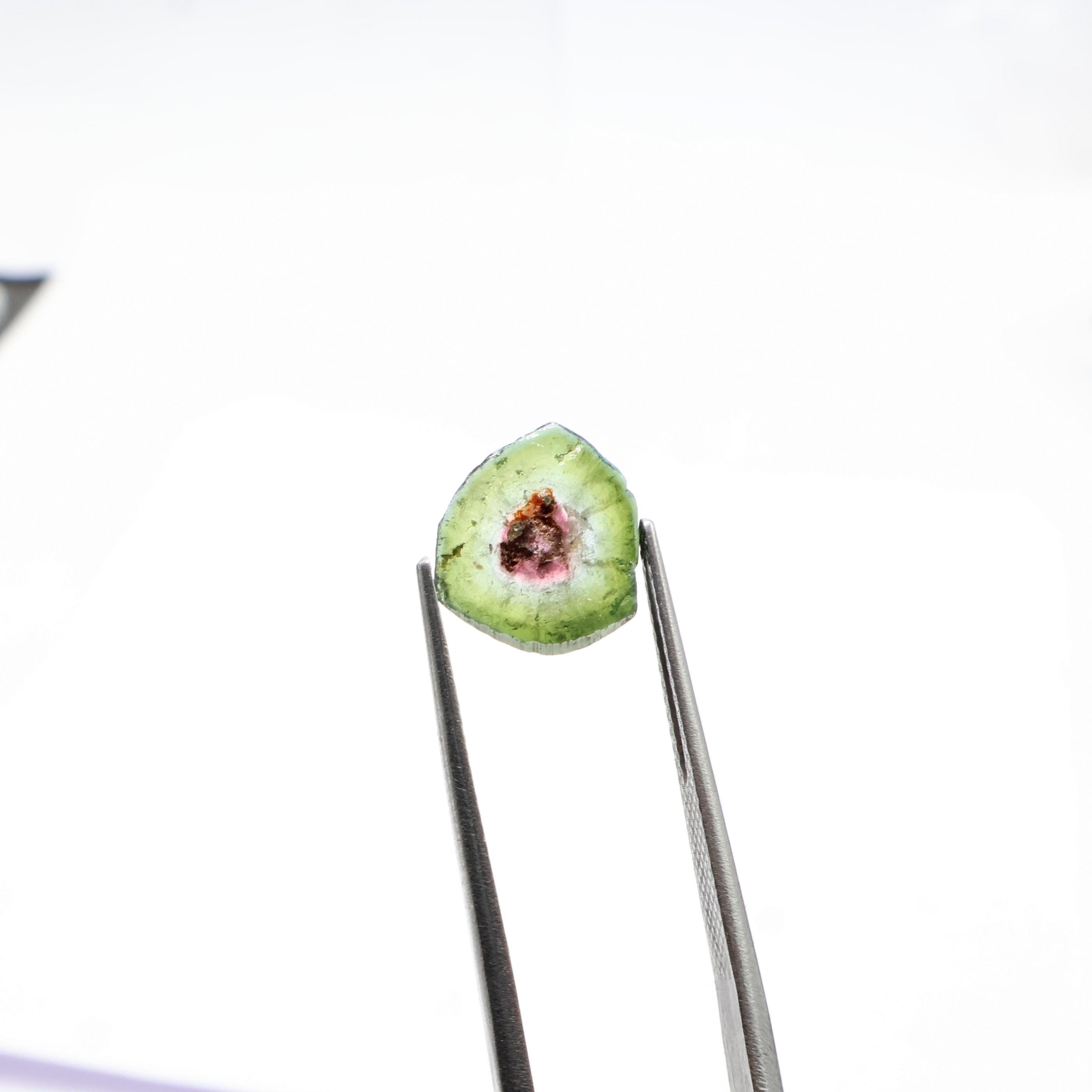 2.10 Ct, Natural Watermelon Tourmaline Slice, 11.50x10.50 Mm, Loose Gemstone, Tourmaline For Making Jewelry