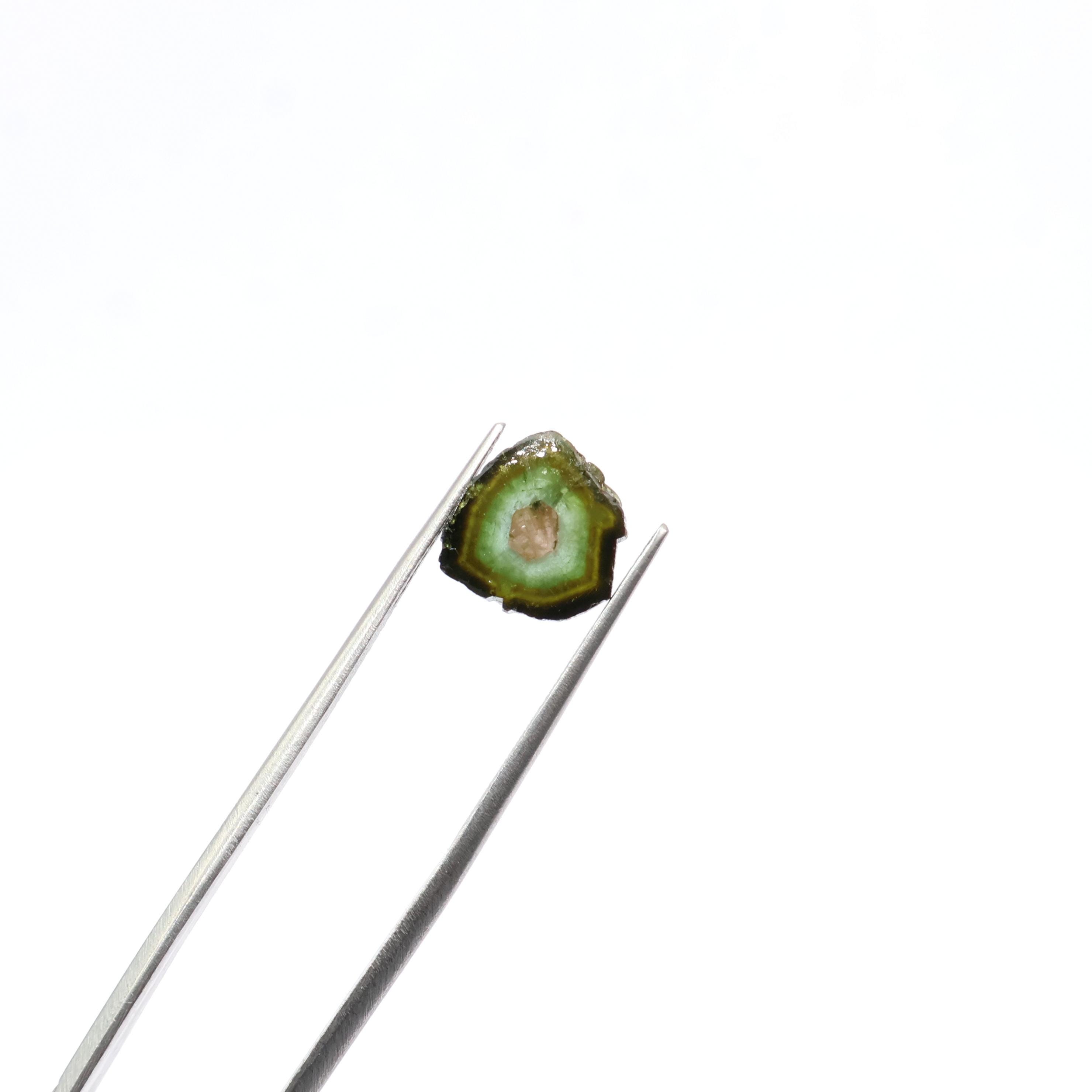 3.40 Ct, Natural Watermelon Tourmaline Slice, 11 Mm, Loose Gemstone, Tourmaline For Making Jewelry