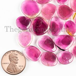 Pink Watermelon Tourmaline Slices, AAA Quality Loose Gemstones (9x10-13x18 mm)