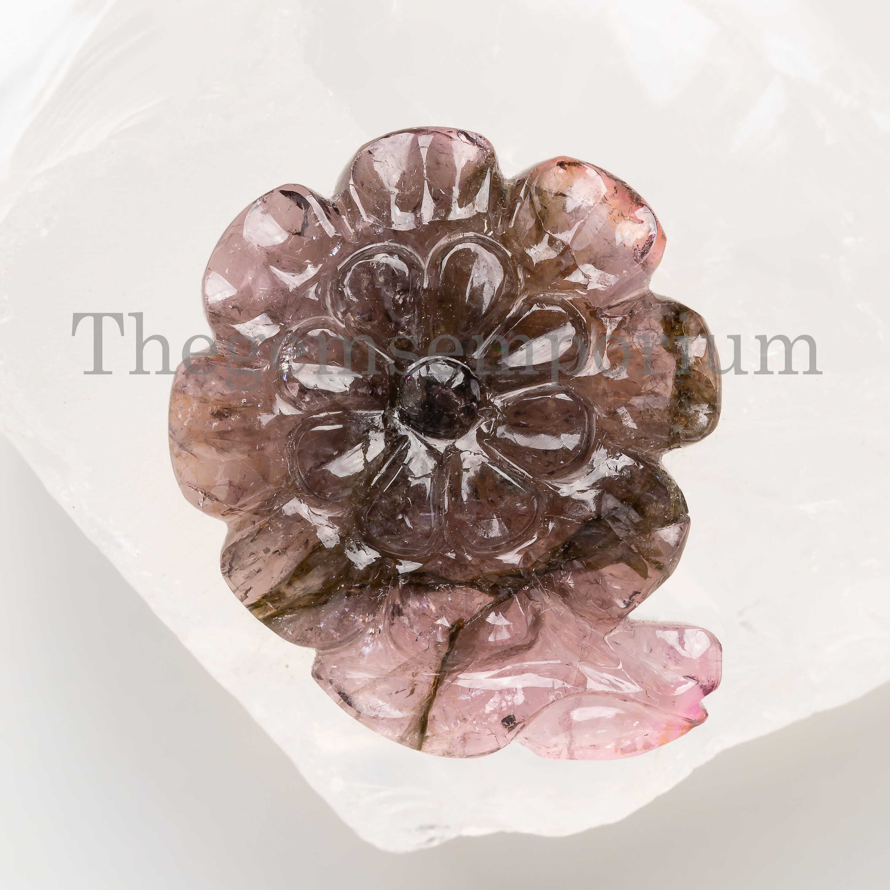 Rare One Piece! Aaa Watermelon Tourmaline Flower Carved, Hand Carved Flower Shape Loose Stone, 25x30mm Loose Gemstone Tourmaline Piece, Gift Rare One Piece! Aaa Watermelon Tourmaline Flower Carved, Hand Carved Flower Shape Loose Stone, 25x30mm Loose Gemstone Tourmaline Piece, Gift