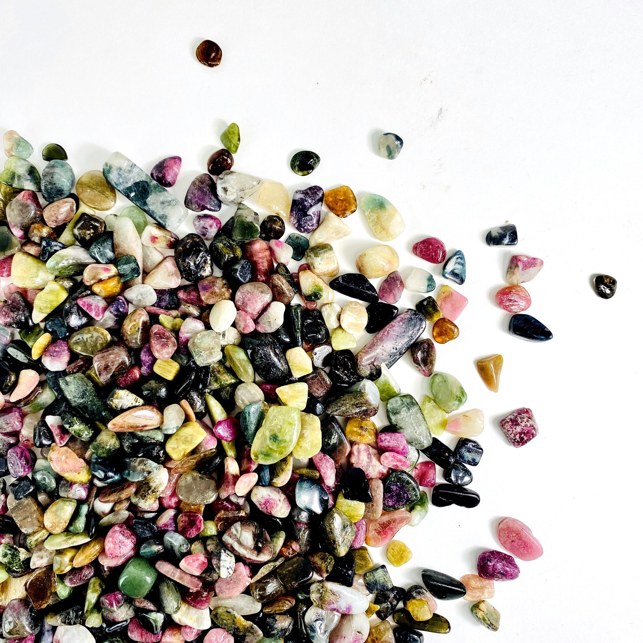 Watermelon Tourmaline 1lb Crystal Chips Tumbled Stones Bulk Crystals Wholesale Crystals