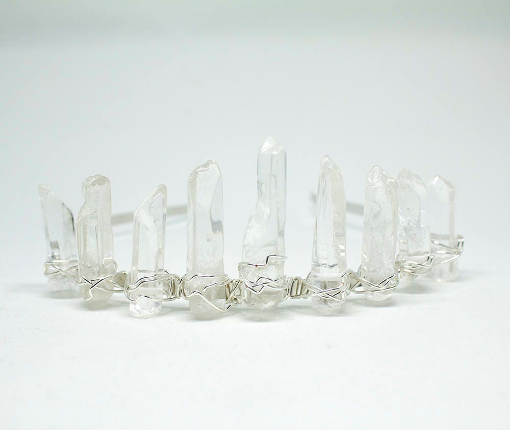 Wedding Crown / Bridal Crystal Crown / Crystal Crown / Bohemian Headpiece / Crystal Tiara / Quartz Crown / Crystal Hair Jewelry / Edm
