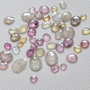 3-7mm Pink / Yellow / White Sapphire Rose Cut Cabochons Natural Multi Sapphire Flat Back Cabochon 10 Pcs Loose Sapphire For Jewelry - Pph21