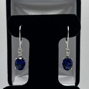 3.3ctw Blue & White Sapphire Earrings In Sterling Silver Trending Bridal Jewelry Gift